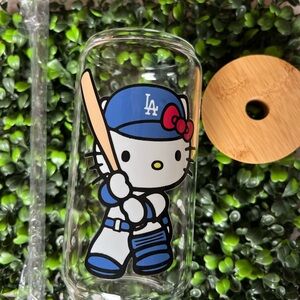 Glass cup with glass straw